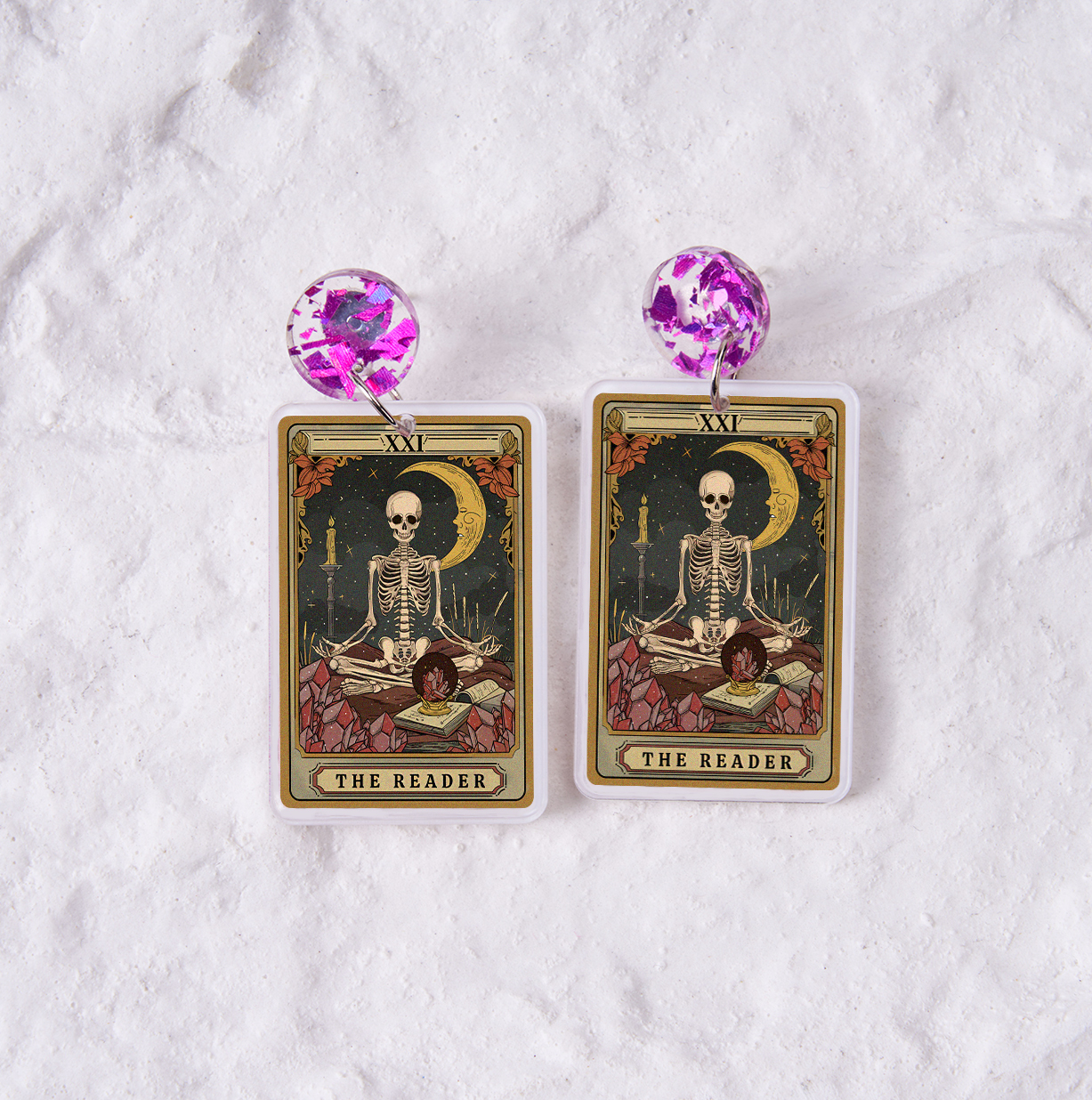 Magic Purplehecate The Reader Tarot Acrylic Earrings