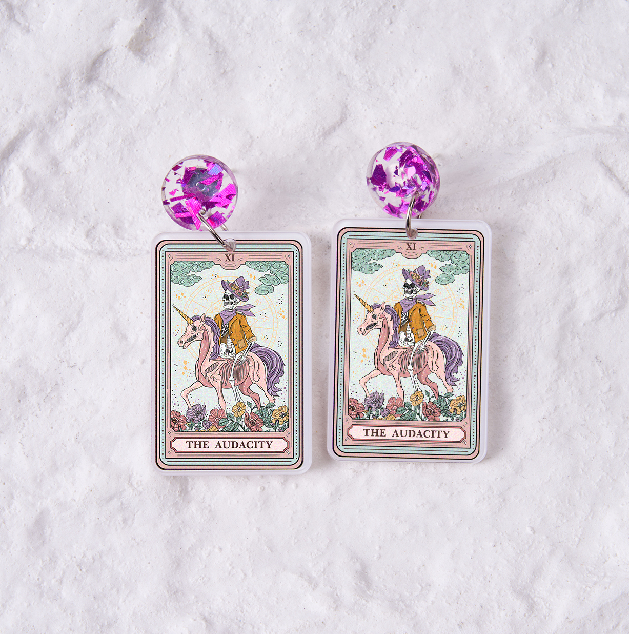 Purplehecate The Audacity Tarot Card Acrylic Earrings