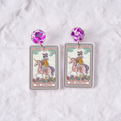 Purplehecate The Audacity Tarot Card Acrylic Earrings