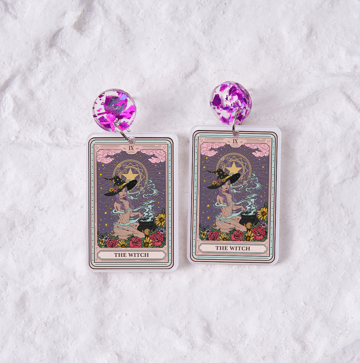 Magic Purplehecate The Witch Tarot Acrylic Earrings