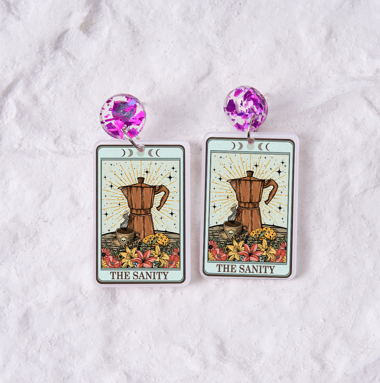 Magic Purplehecate The Sanity Tarot Acrylic Earrings