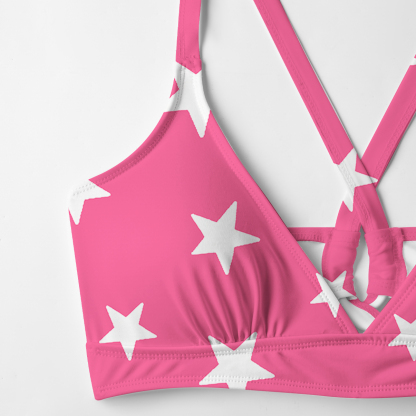 Purplehecate Dreamy Rainbow Unicorn Crisscross Tie-Back Bikini Set