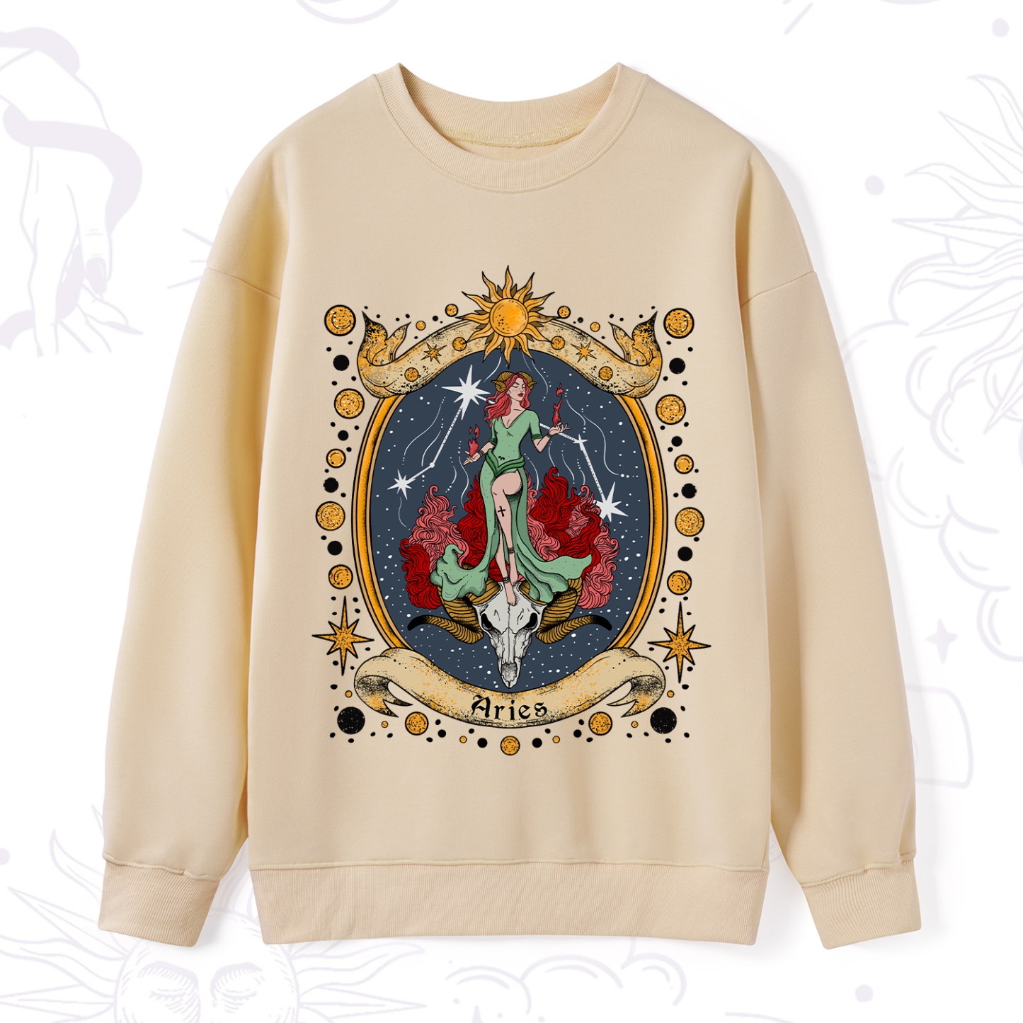 Purplehecate Celestial Aries Zodiac Sweatshirt