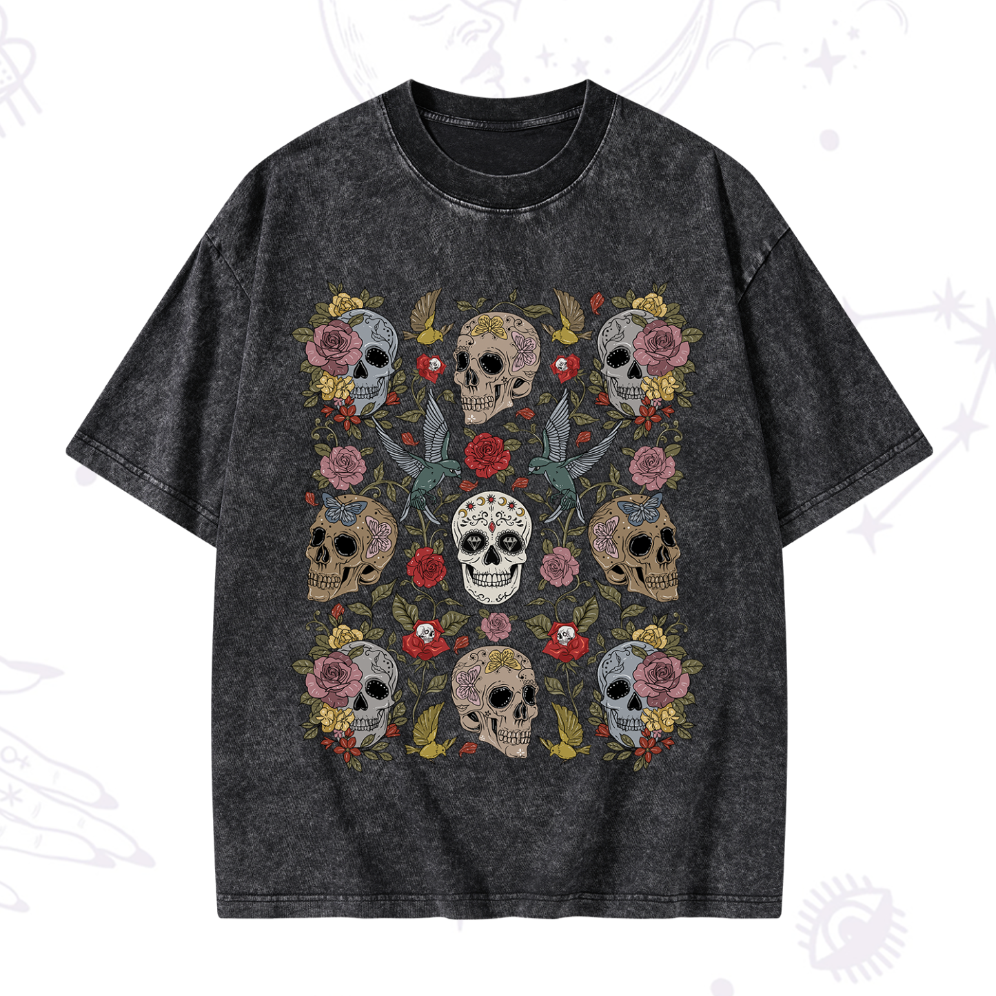 Purplehecate Skull Garden Washed T-Shirt