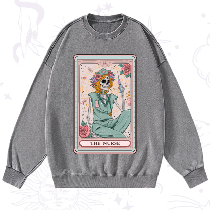 Purplehecate The Nurse Tarot Card Washed Sweatshirt