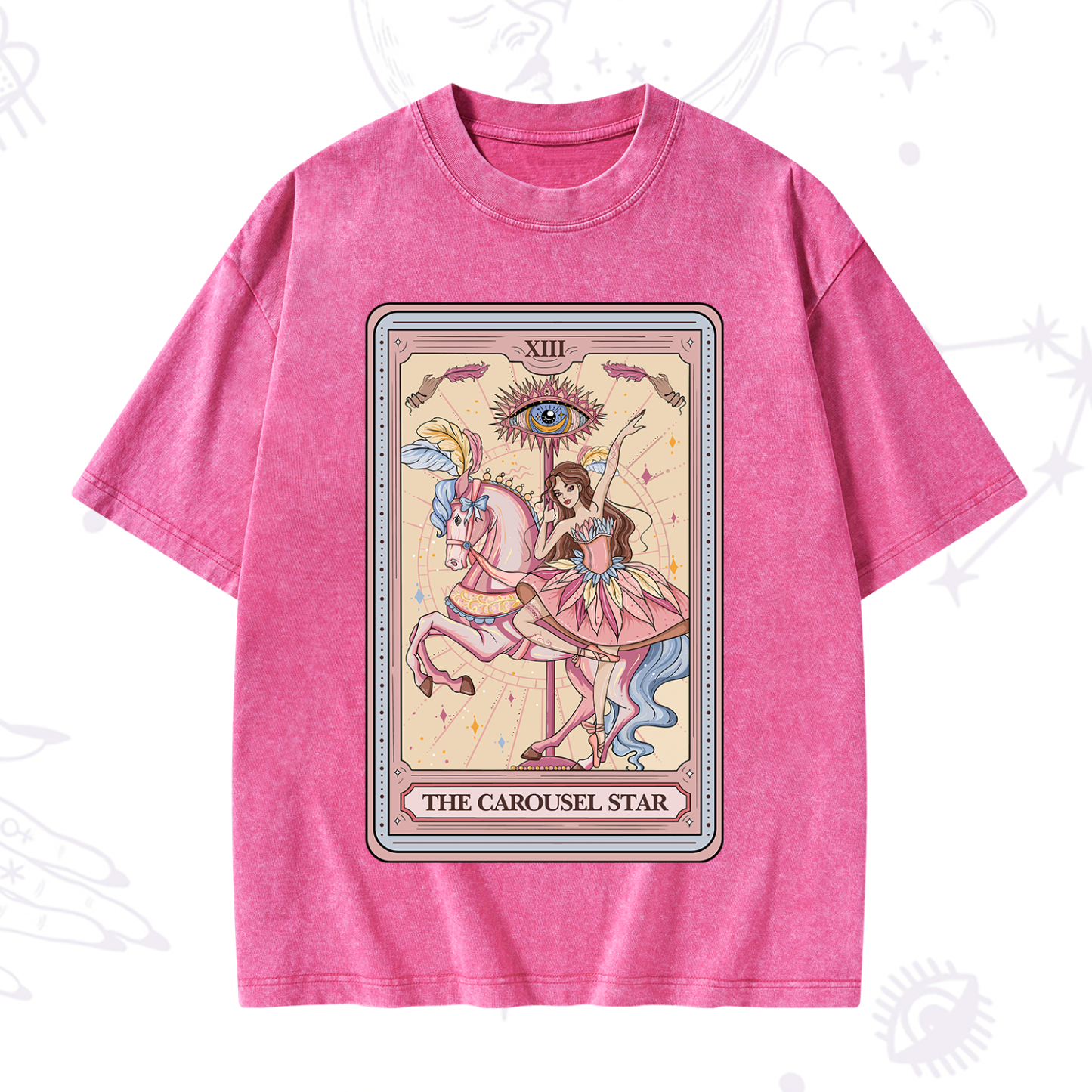 Purplehecate The Carousel Star Tarot Card Washed T-Shirt