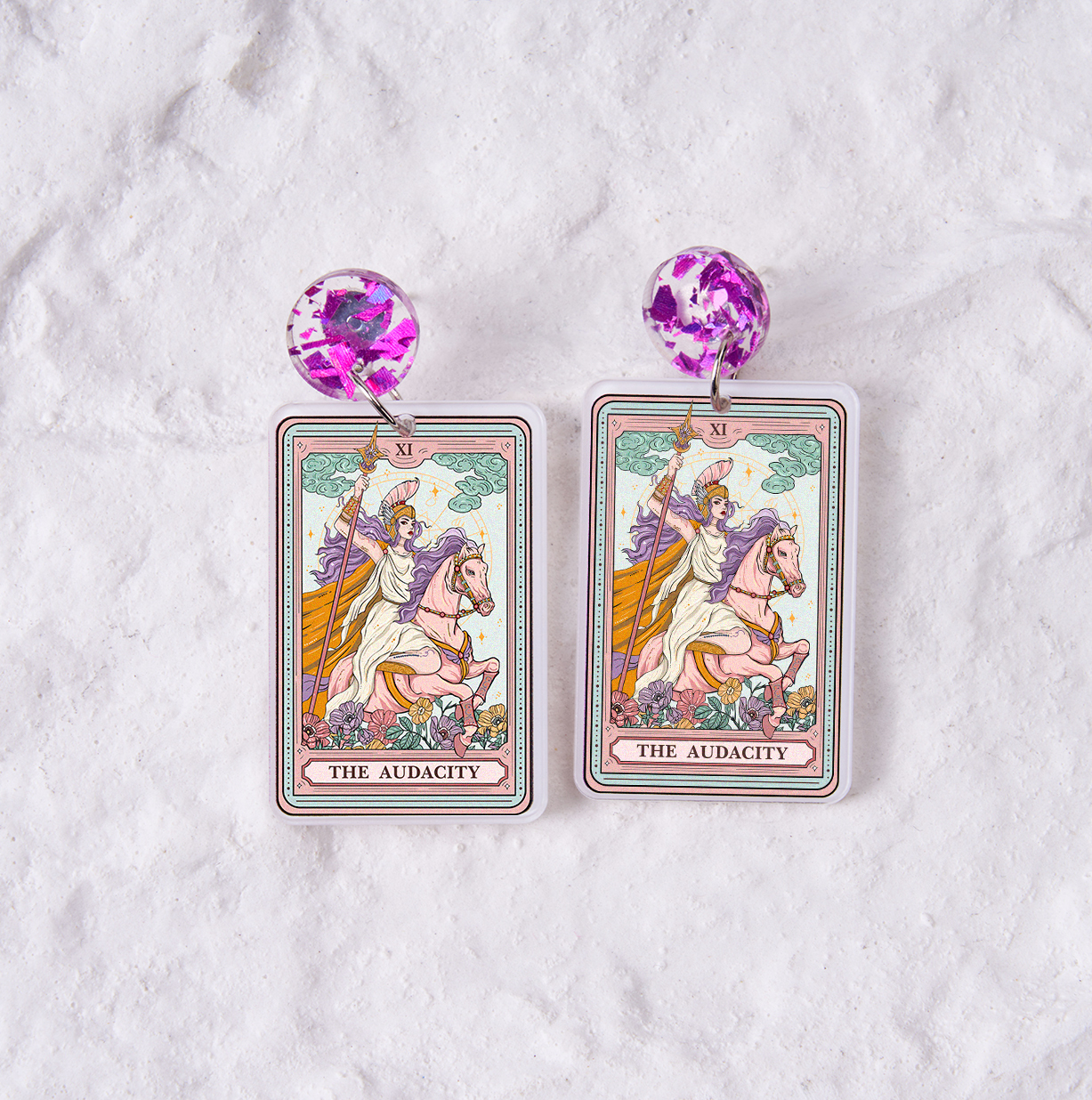 Purplehecate The Audacity Tarot Card Acrylic Earrings