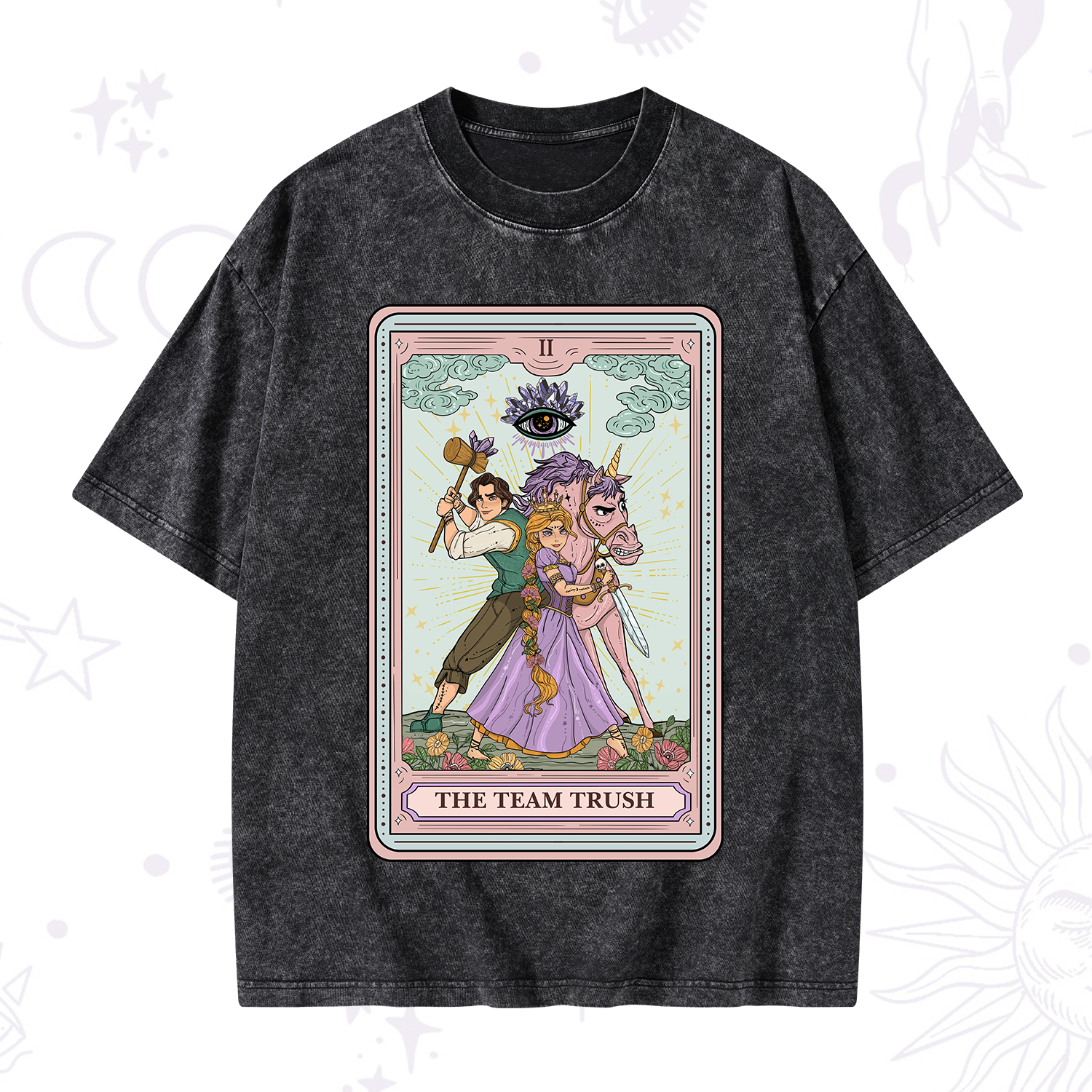 Purplehecate The Team Trush Tarot Card Washed T-Shirt