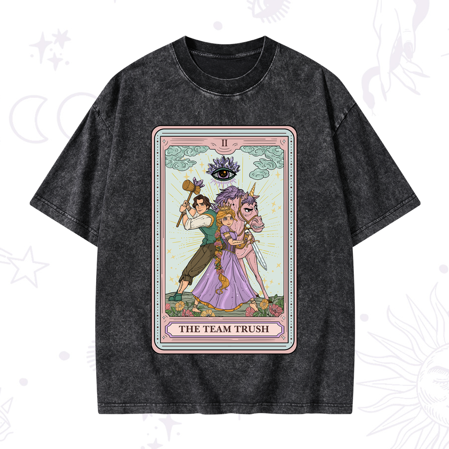 Purplehecate The Team Trush Tarot Card Washed T-Shirt