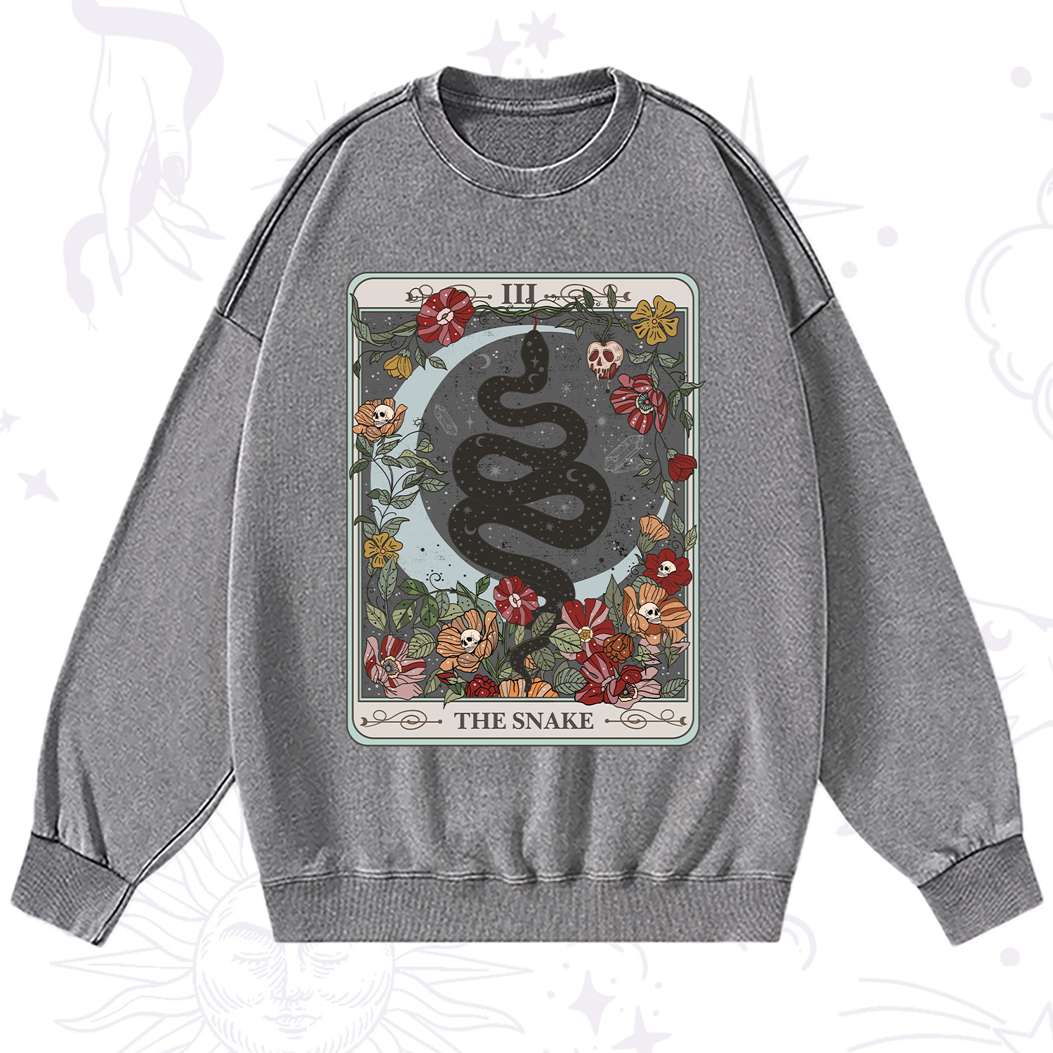 Purplehecate The Snake Tarot Washed Sweatshirt