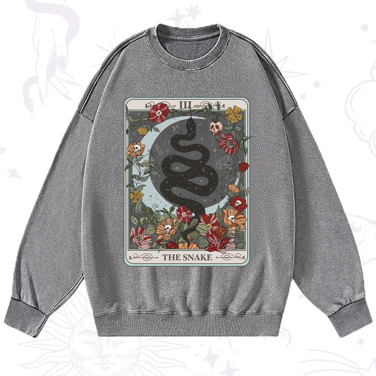 Purplehecate The Snake Tarot Washed Sweatshirt