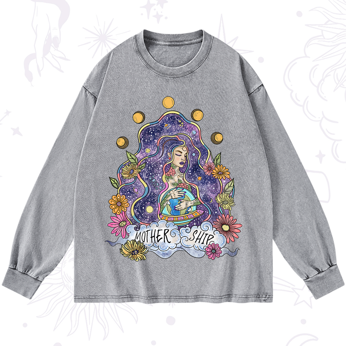 Purplehecate Mother Ship Washed Long Sleeve Shirt