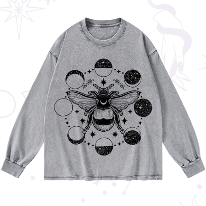 Purplehecate Moon Bee Washed Long Sleeve Shirt