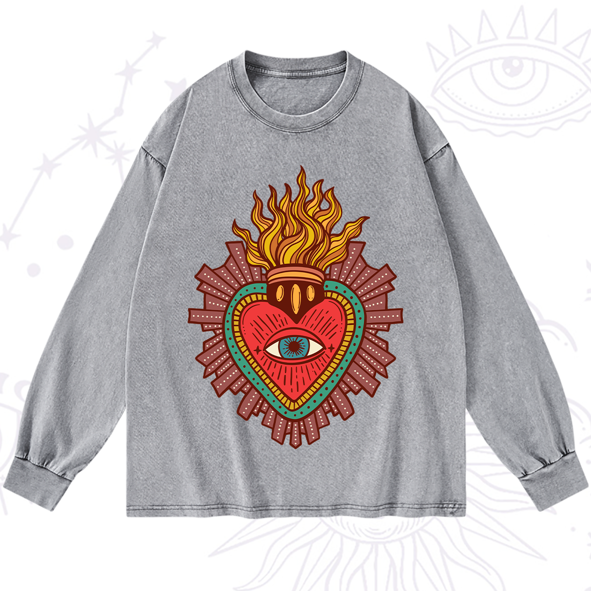Purplehecate Sacred Heart Washed Long Sleeve Shirt
