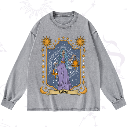 Purplehecate Libra Zodiac Washed Long Sleeve Shirt