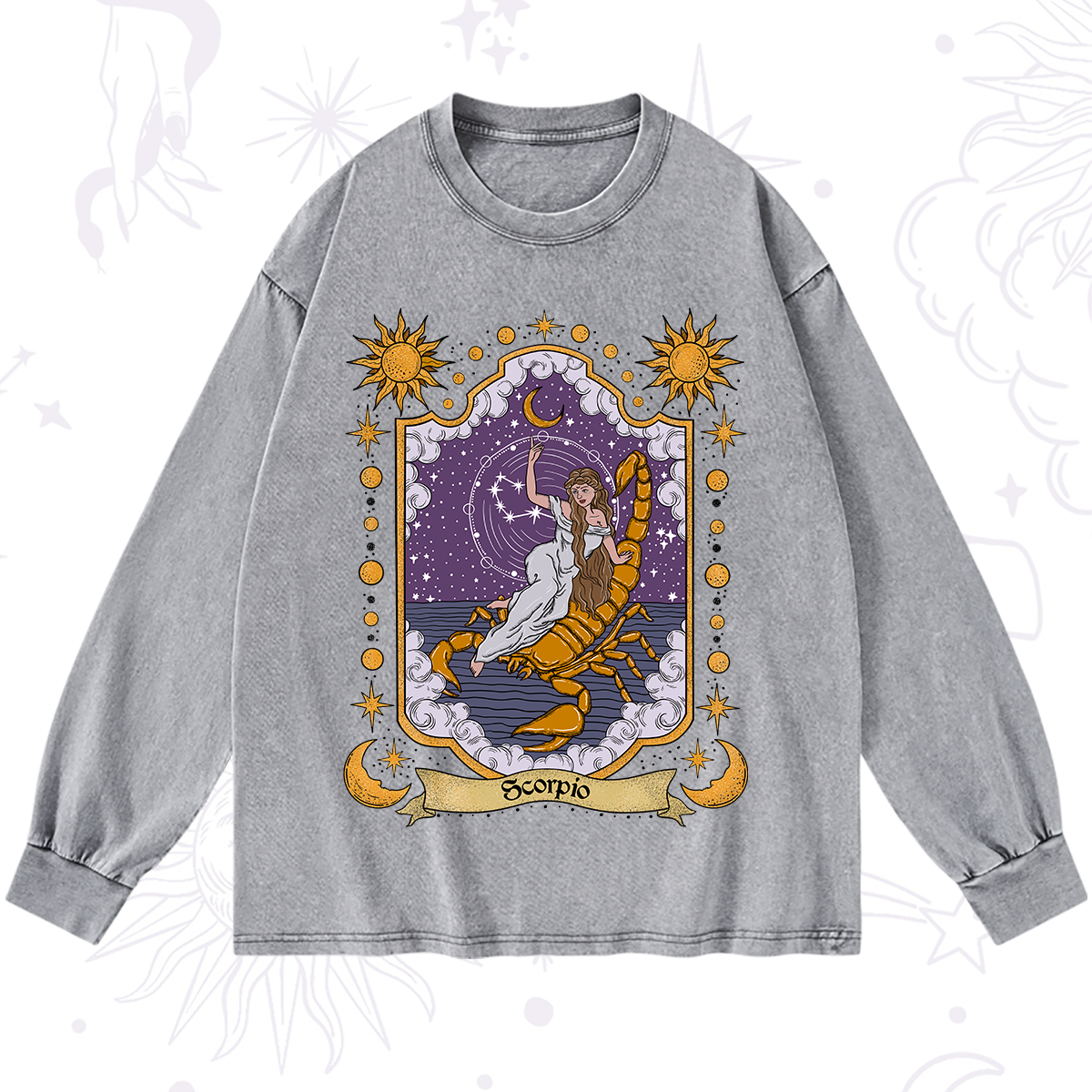 Purplehecate Scorpio Zodiac Washed Long Sleeve Shirt