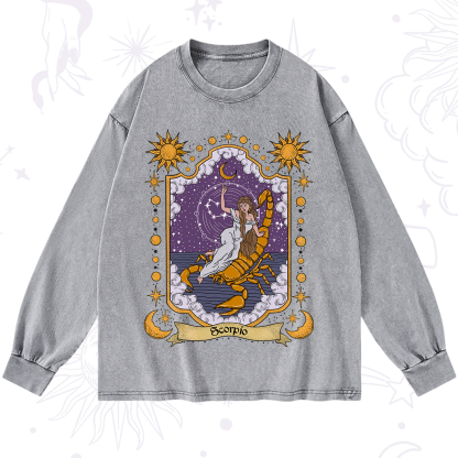 Purplehecate Scorpio Zodiac Washed Long Sleeve Shirt