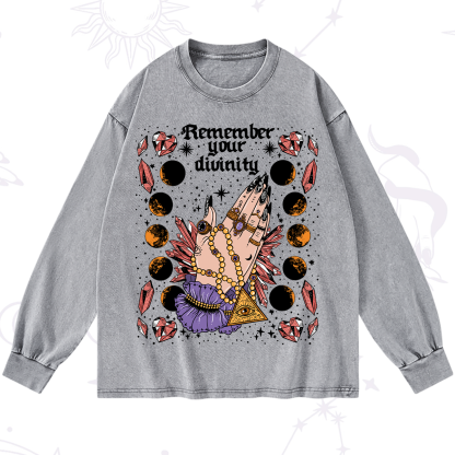 Purplehecate Remember Your Divinity Washed Long Sleeve Shirt