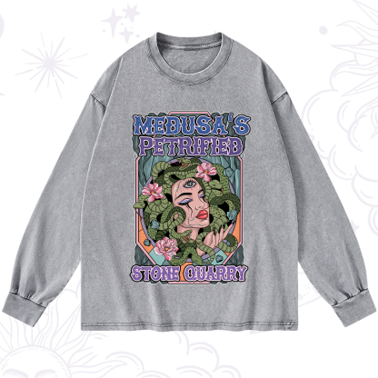 Purplehecate The Gorgon with Snake Hair Medusa Washed Long Sleeve Shirt