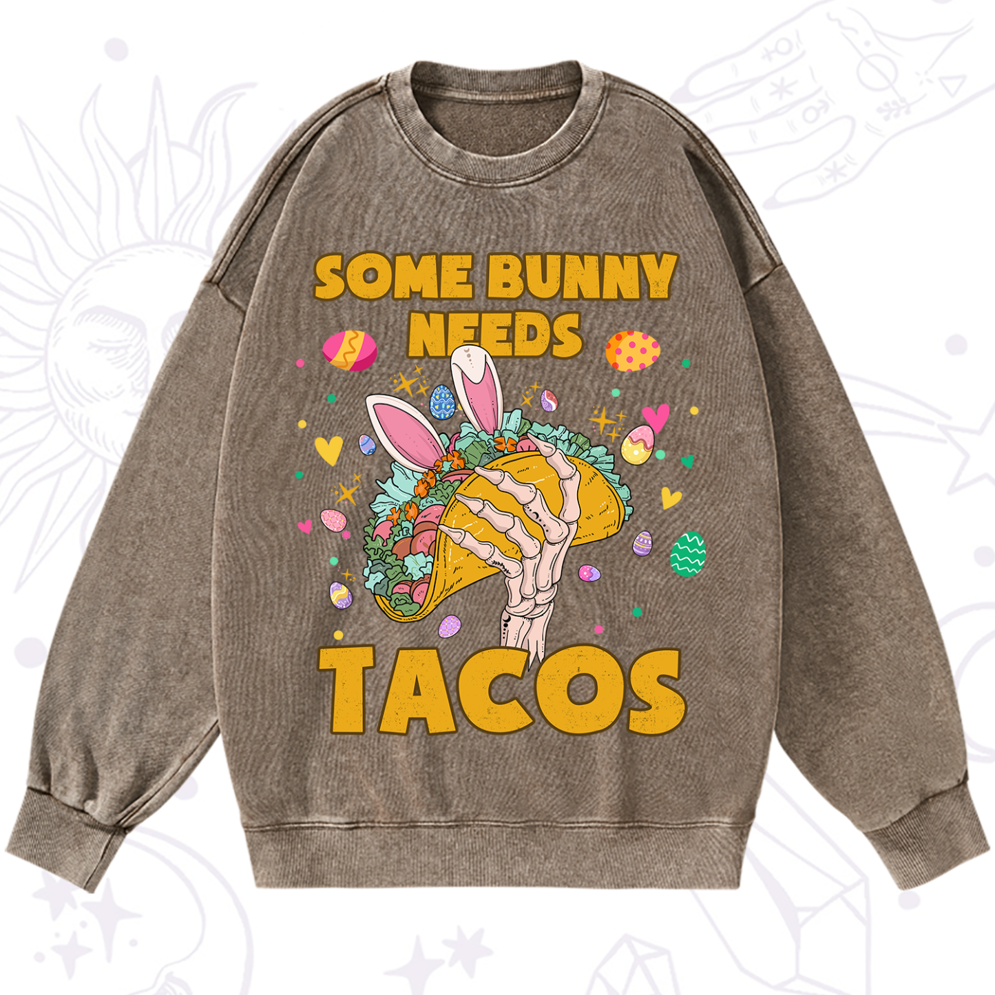 Purplehecate Some Bunny Needs Tacos Easter Washed Sweatshirt