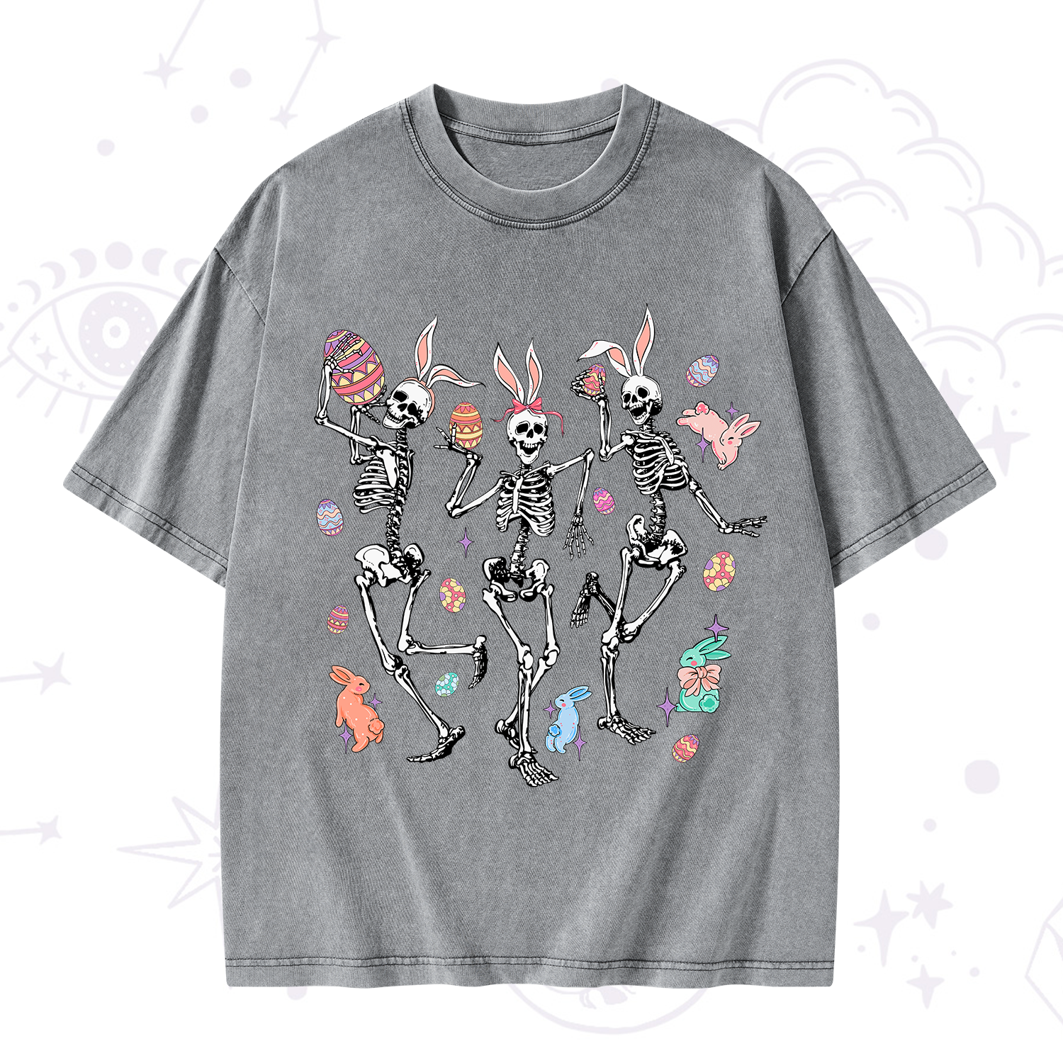 Purplehecate Easter Bunny Skeleton Washed T-Shirt