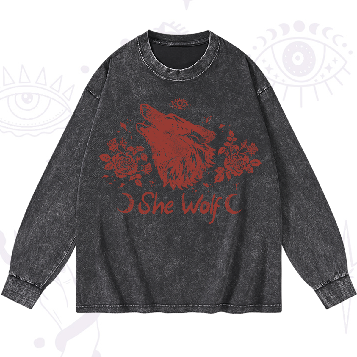 Magic Purplehecate She Wolf Washed Long Sleeve Shirt