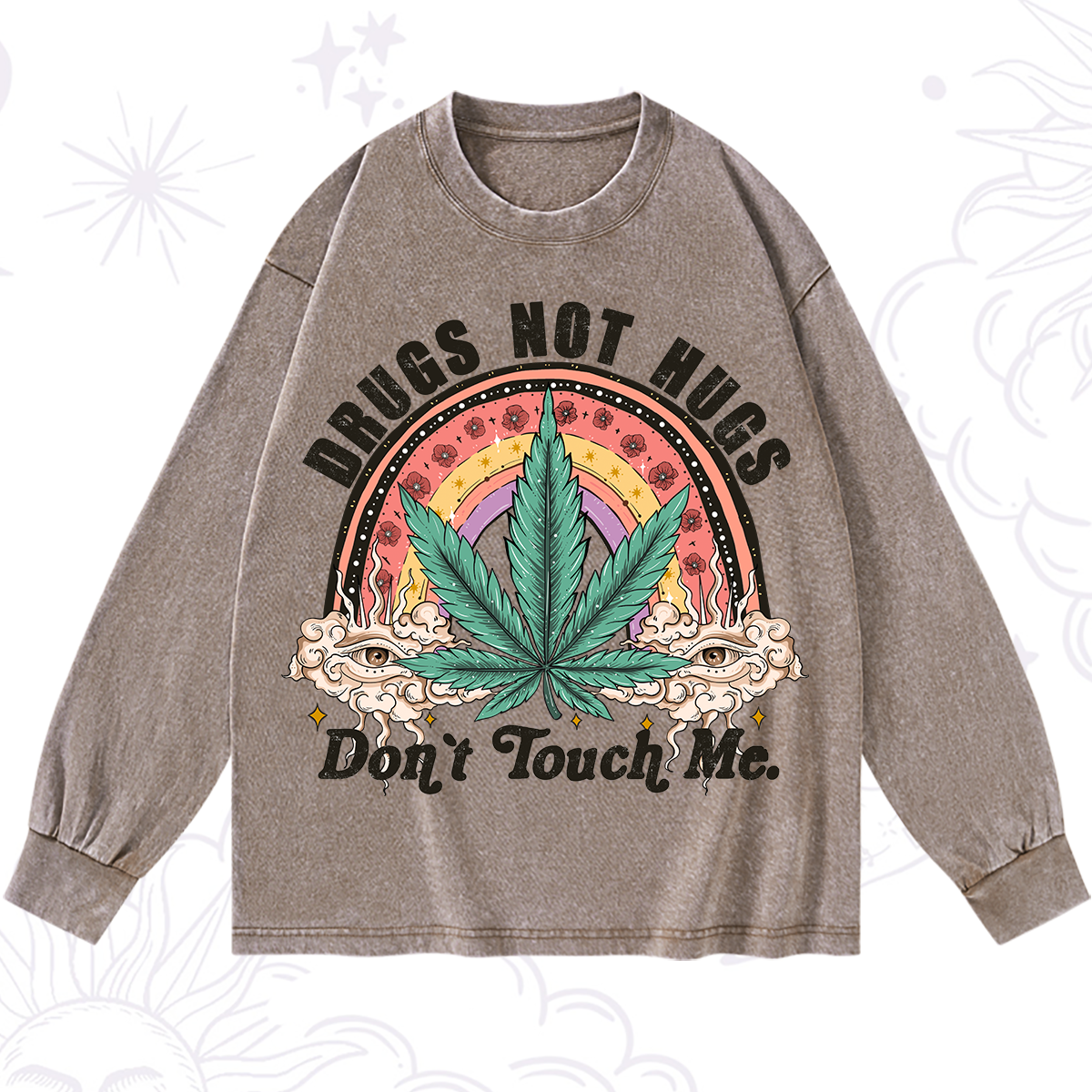 Purplehecate Drugs Not Hugs Washed Long Sleeve Shirt