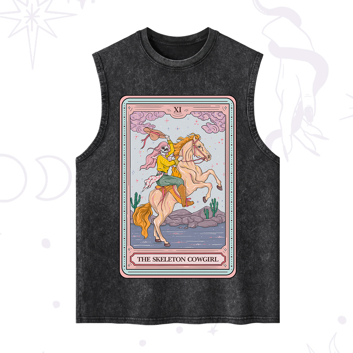 Purplehecate The Skeleton Cowgirl Tarot Card Washed Tank