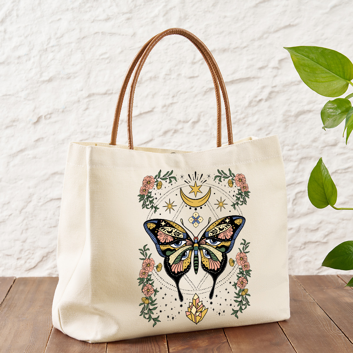 Purplehecate I Am Opening Leather Canvas Tote Bag