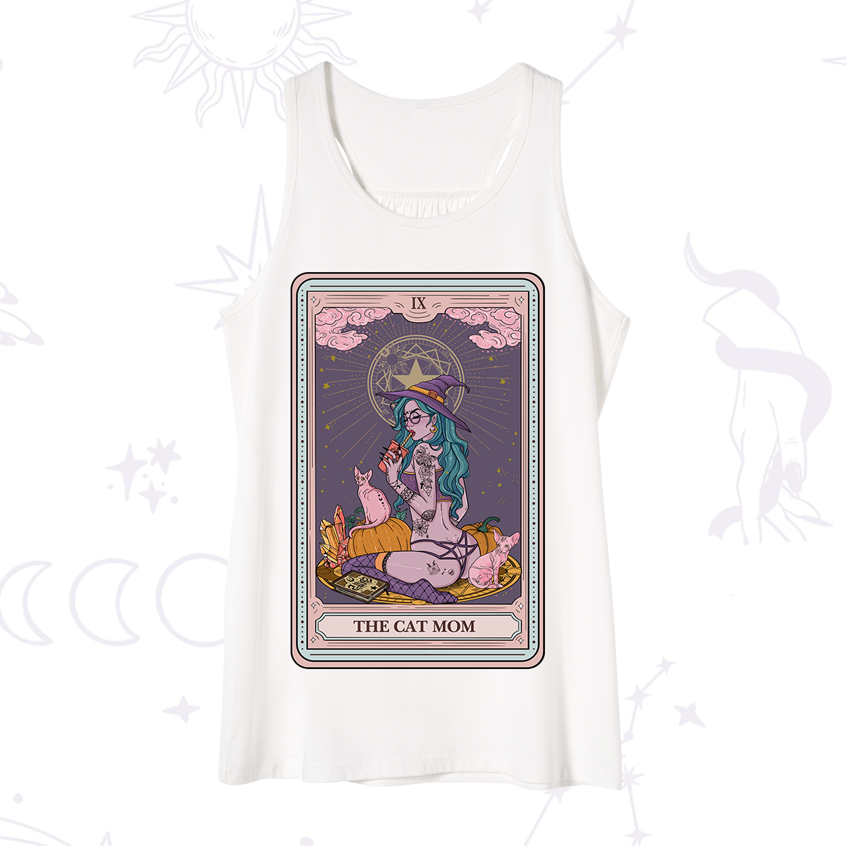 Purplehecate The Mystical Cat Mom Tarot Card Tank
