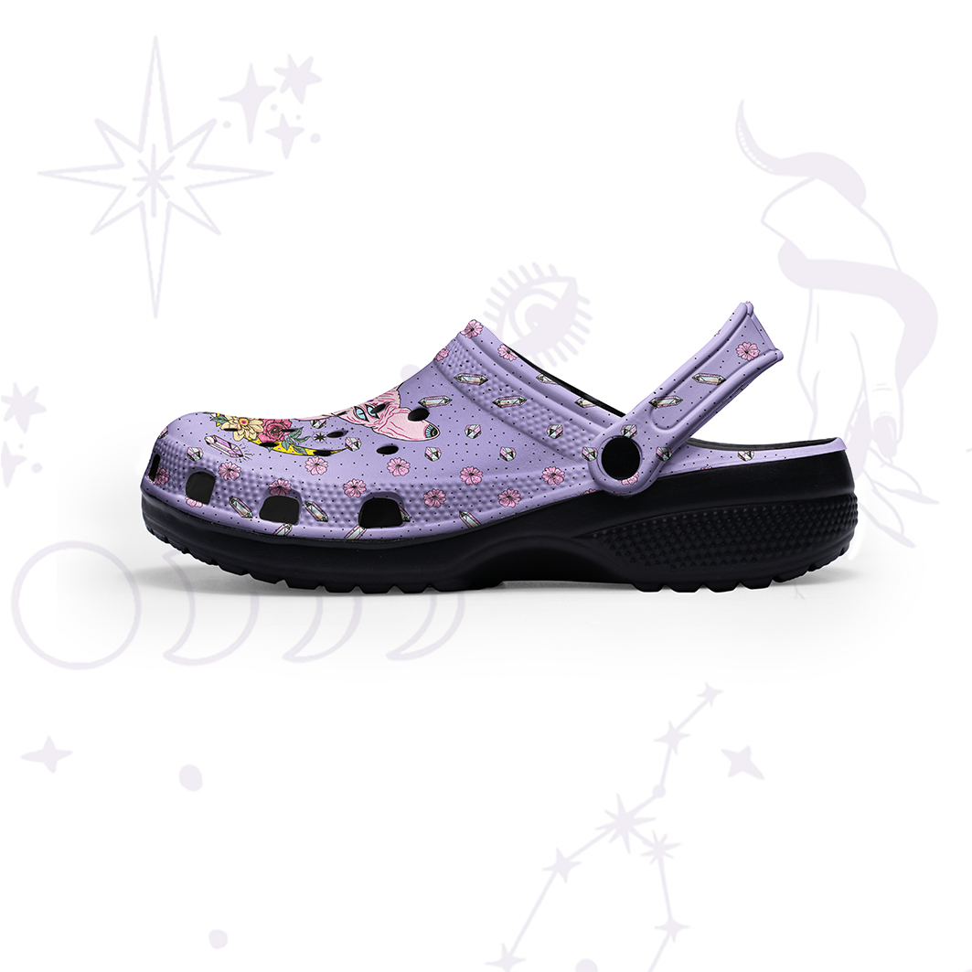 Purplehecate Moon Phase Cat Rubber Clogs