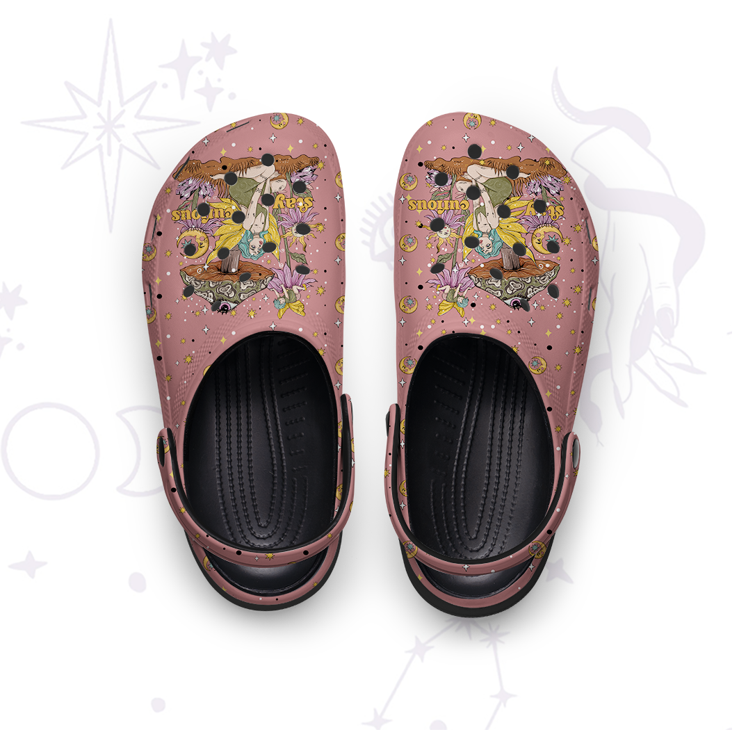 Purplehecate Stay Curious Rubber Clogs