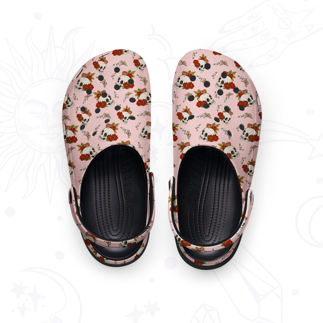 Purplehecate Flowers and Bones Rubber Clogs