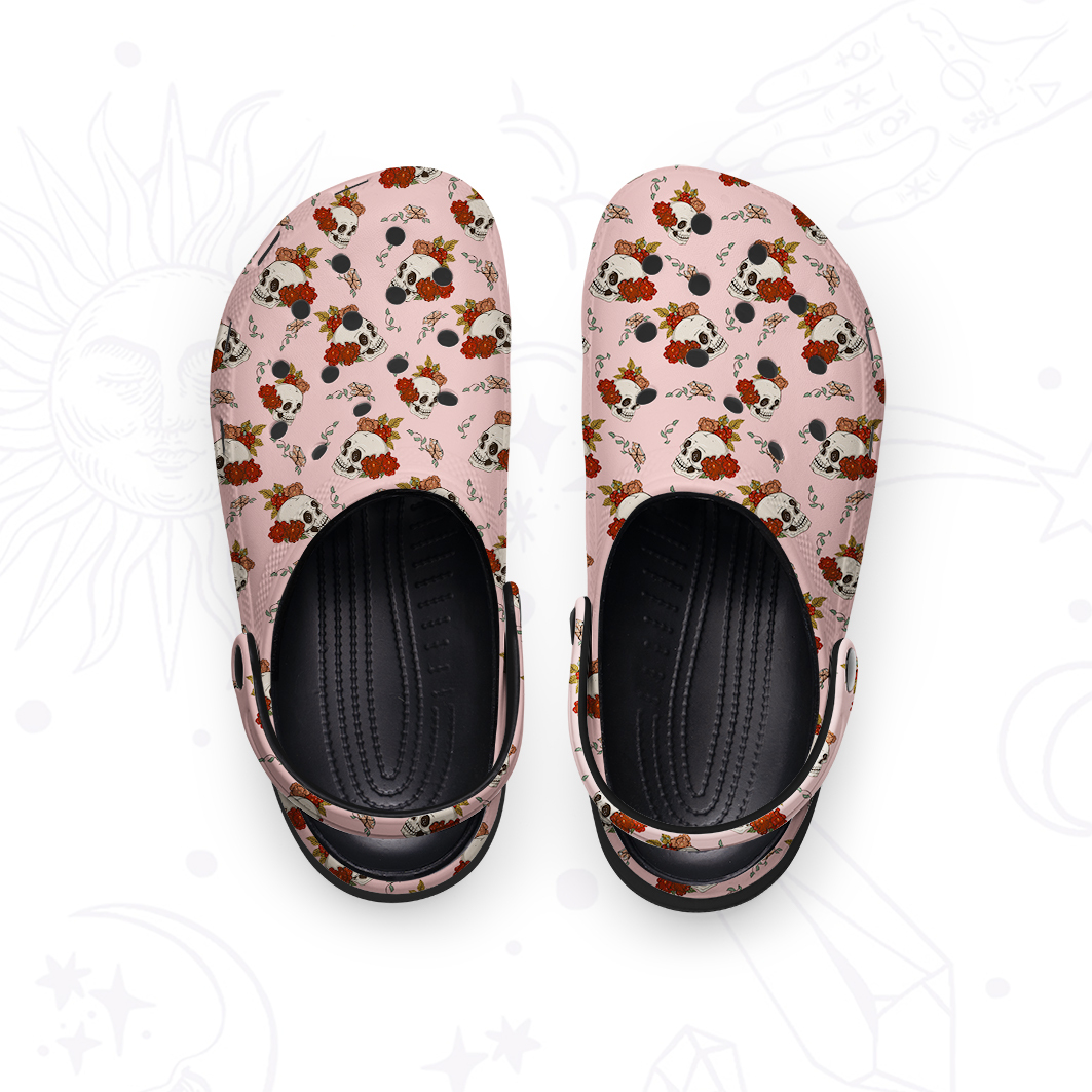 Purplehecate Flowers and Bones Rubber Clogs