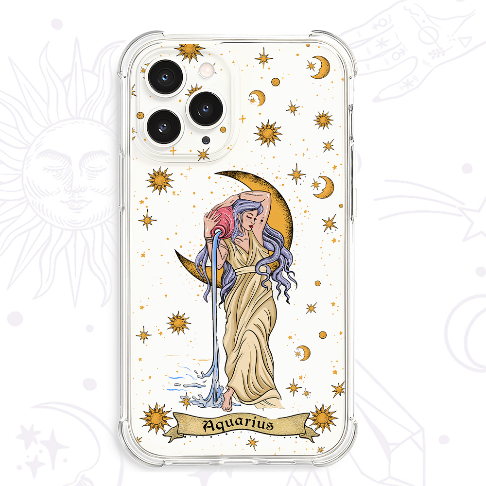 Purplehecate Aquarius Zodiac Clear Phone Case