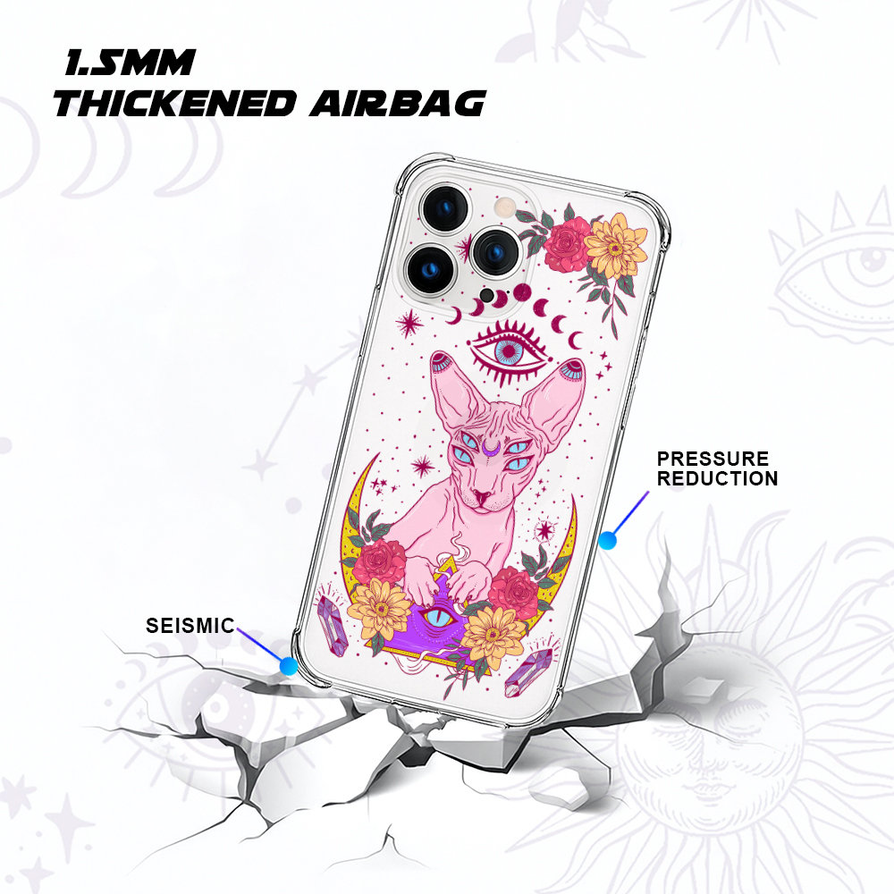 Purplehecate Moon Phase Cat Clear Phone Case