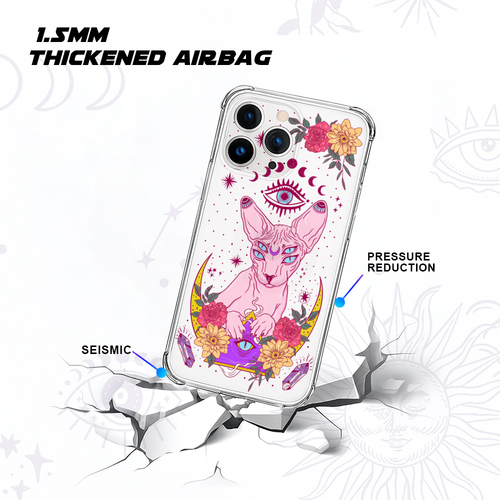 Purplehecate Moon Phase Cat Clear Phone Case