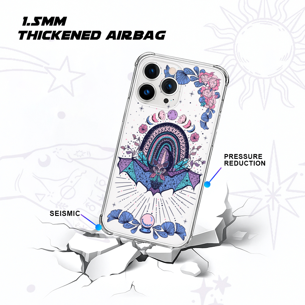 Purplehecate Moon Phase Bat Clear Phone Case