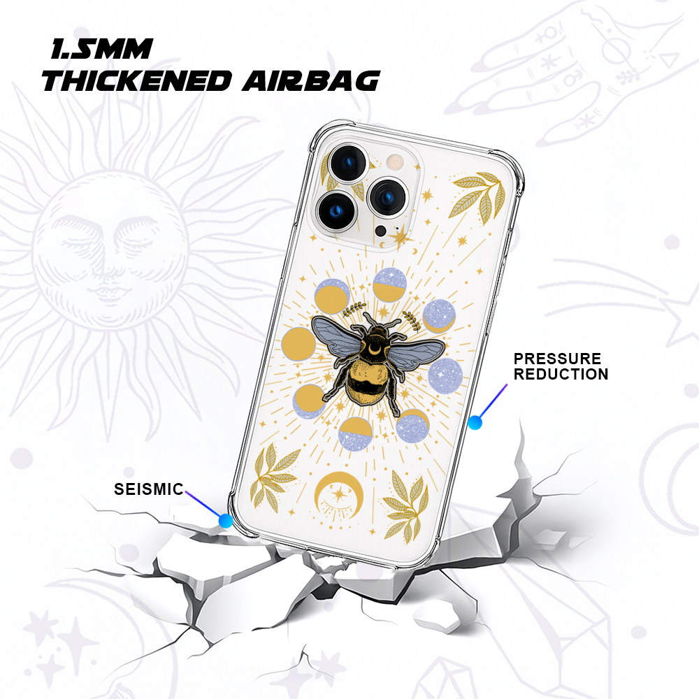 Purplehecate Phases of the Moon Bee Clear Phone Case