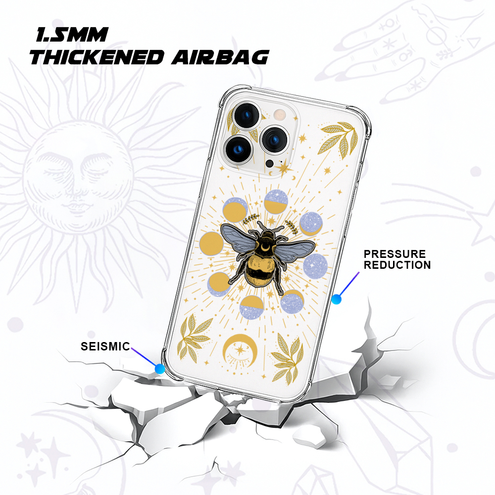 Purplehecate Phases of the Moon Bee Clear Phone Case