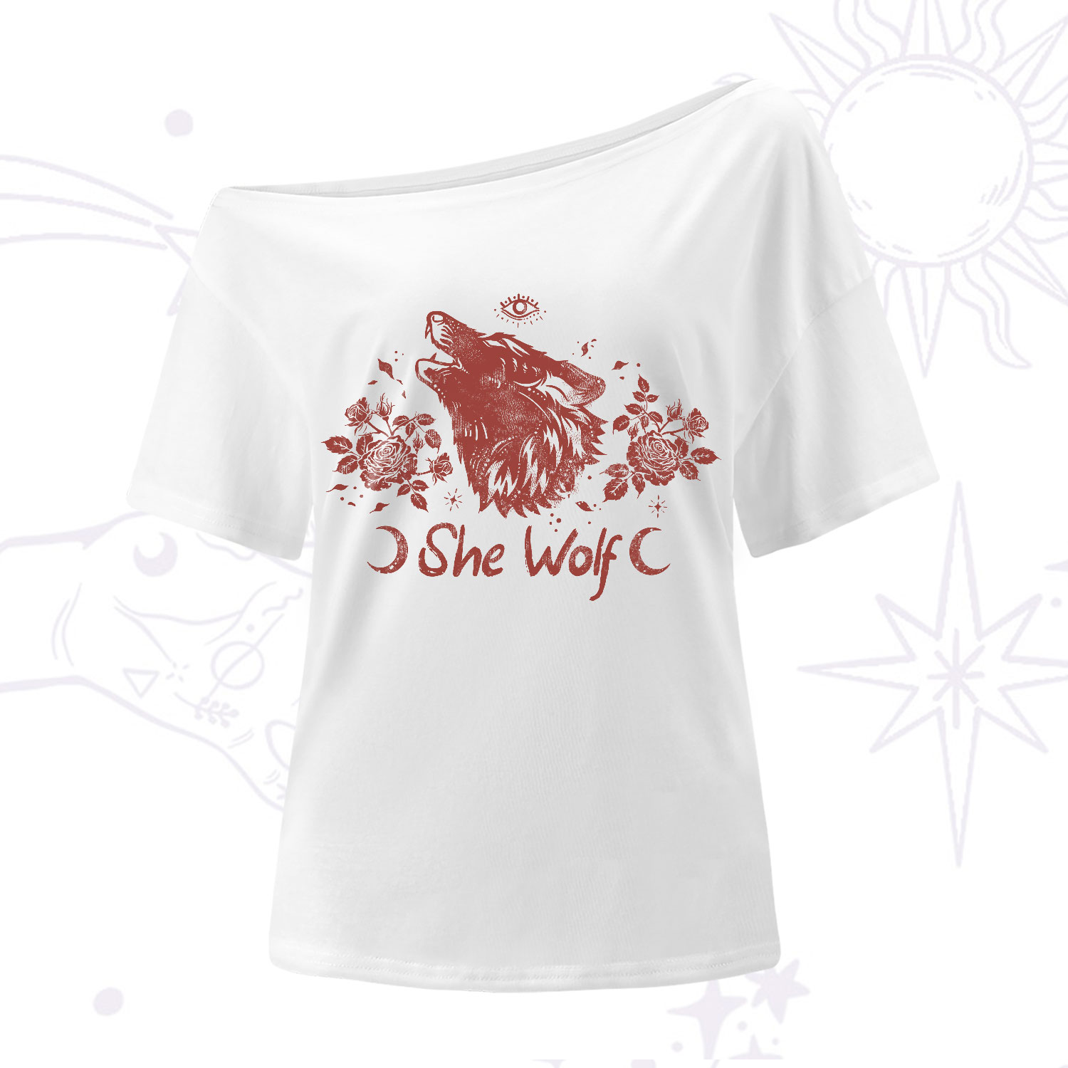 Purplehecate She Wolf One-Shoulder T-Shirt