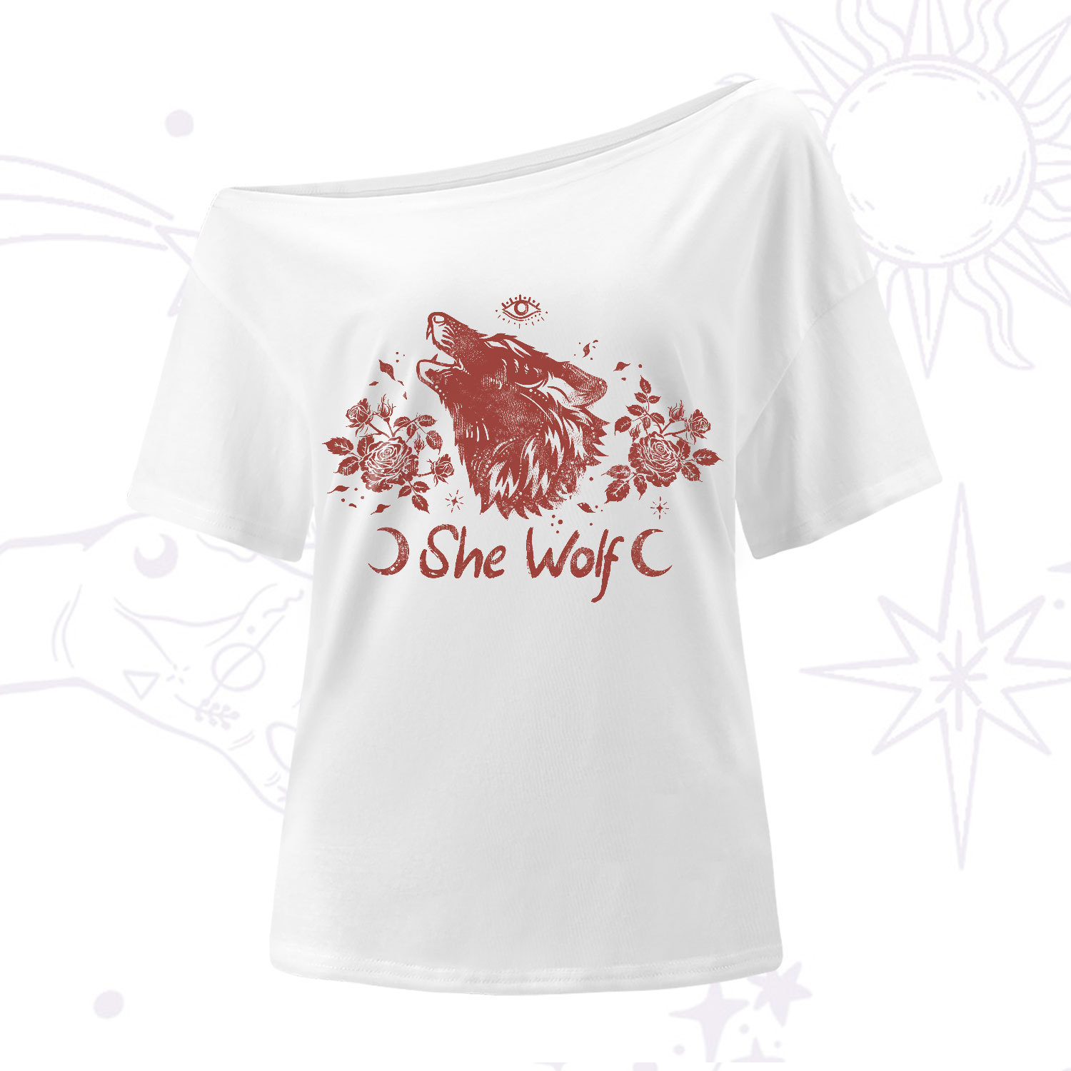 Purplehecate She Wolf One-Shoulder T-Shirt