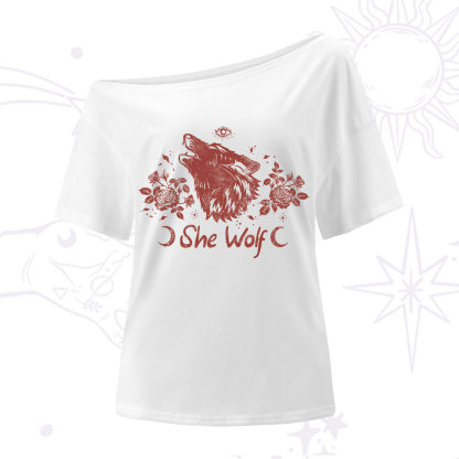 Purplehecate She Wolf One-Shoulder T-Shirt