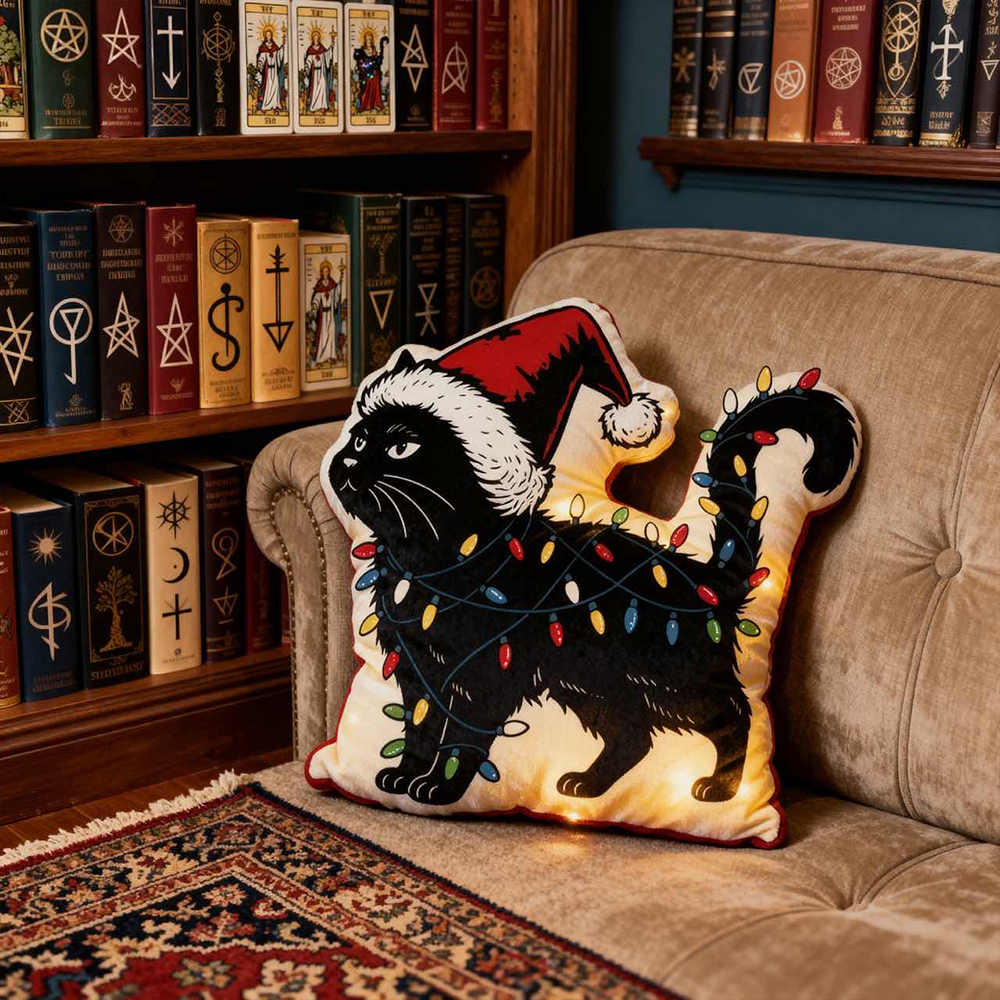 Purplehecate Cute Cat Christmas Pillow