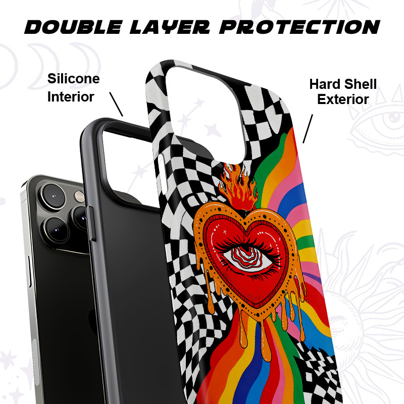 Purplehecate Trippy Rainbow Heart Eye Phone Case
