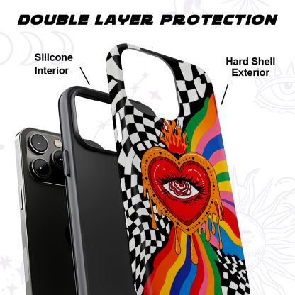 Purplehecate Trippy Rainbow Heart Eye Phone Case