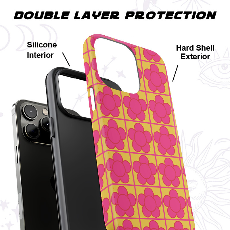 Purplehecate Bubble Flower Checkered Phone Case