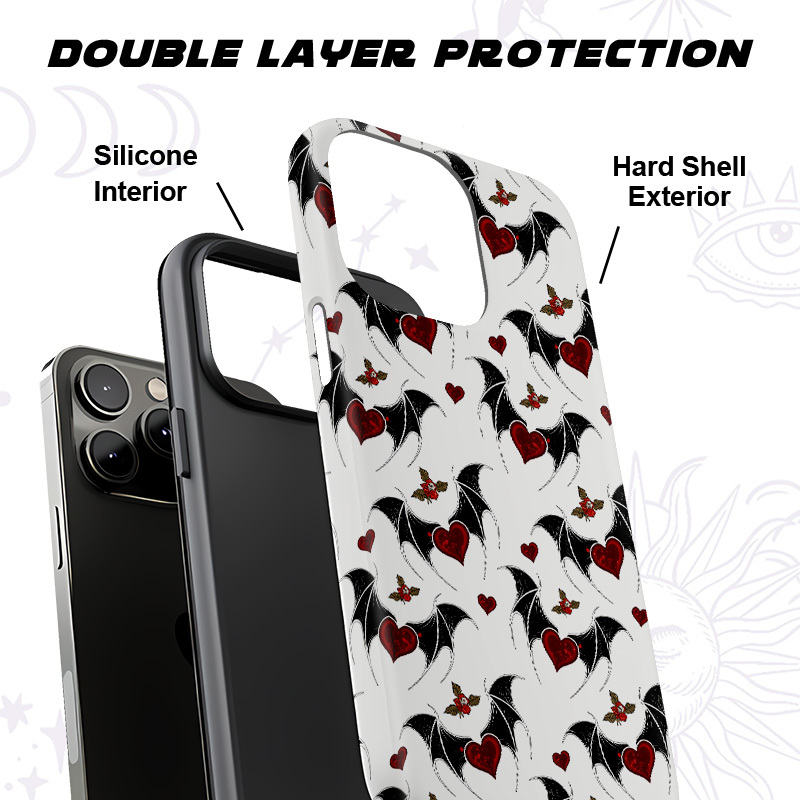 Purplehecate Dark Romance Bat & Heart Phone Case