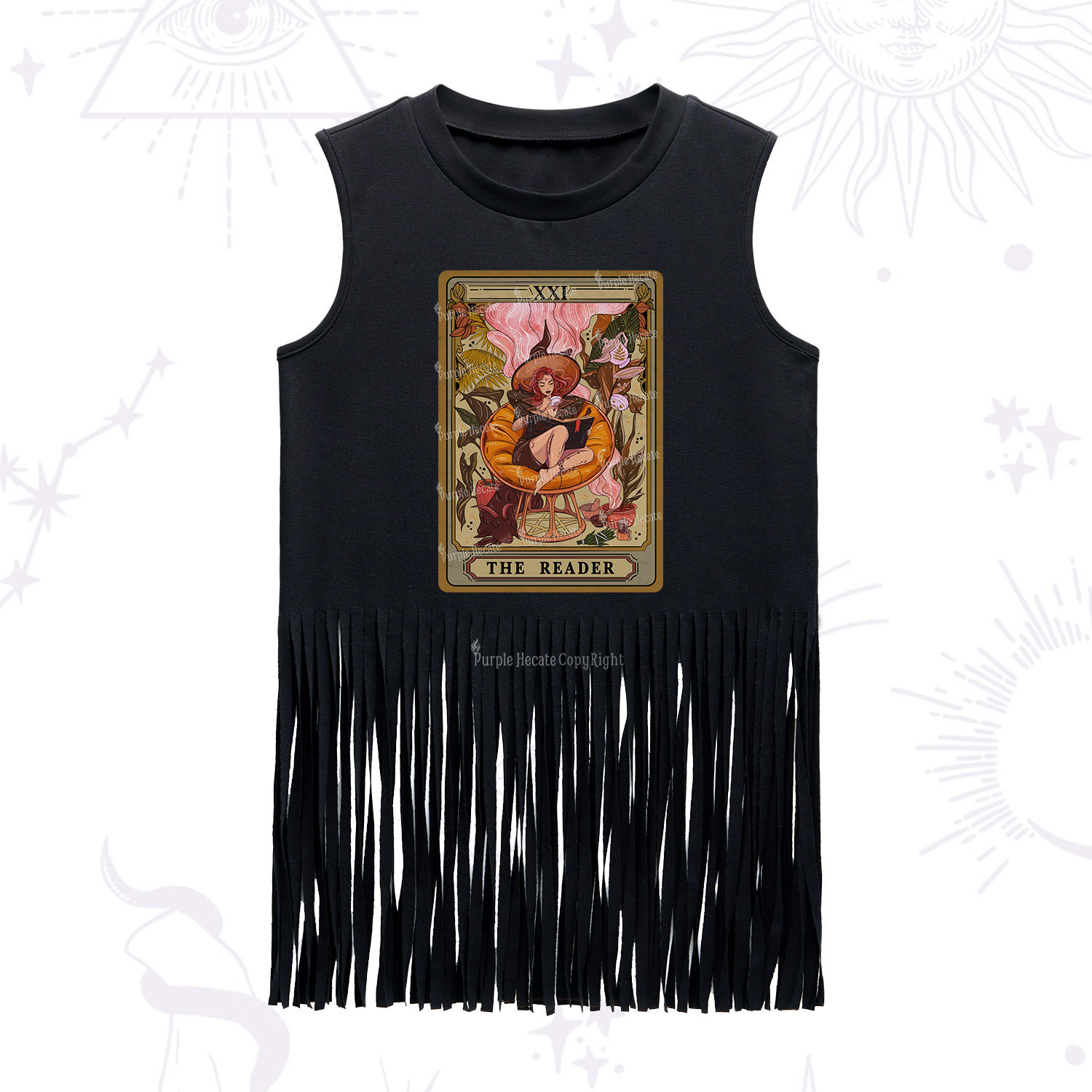 Purplehecate The Reader Tarot Card Fringe Tank Top