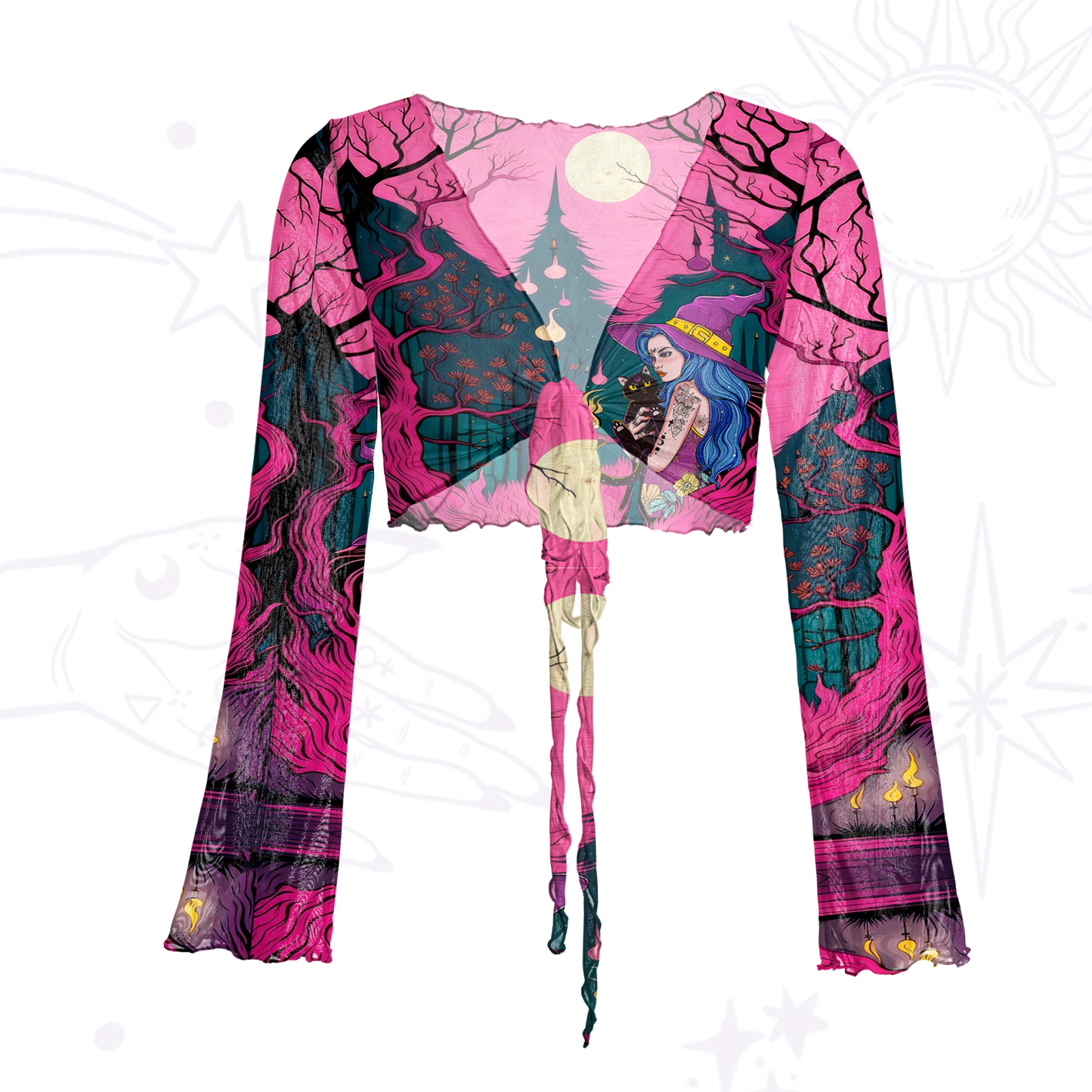 Purplehecate The Witch and Her Familia Mesh Tie Front Top